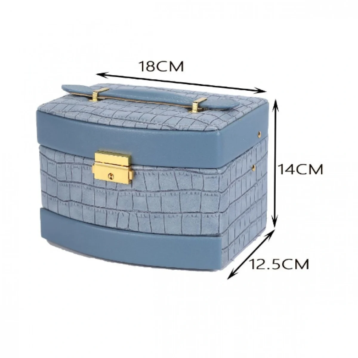 Κοσμηματοθήκη - Μπιζουτιέρα με Δερματίνη Κροκό 18x12.5x14εκ