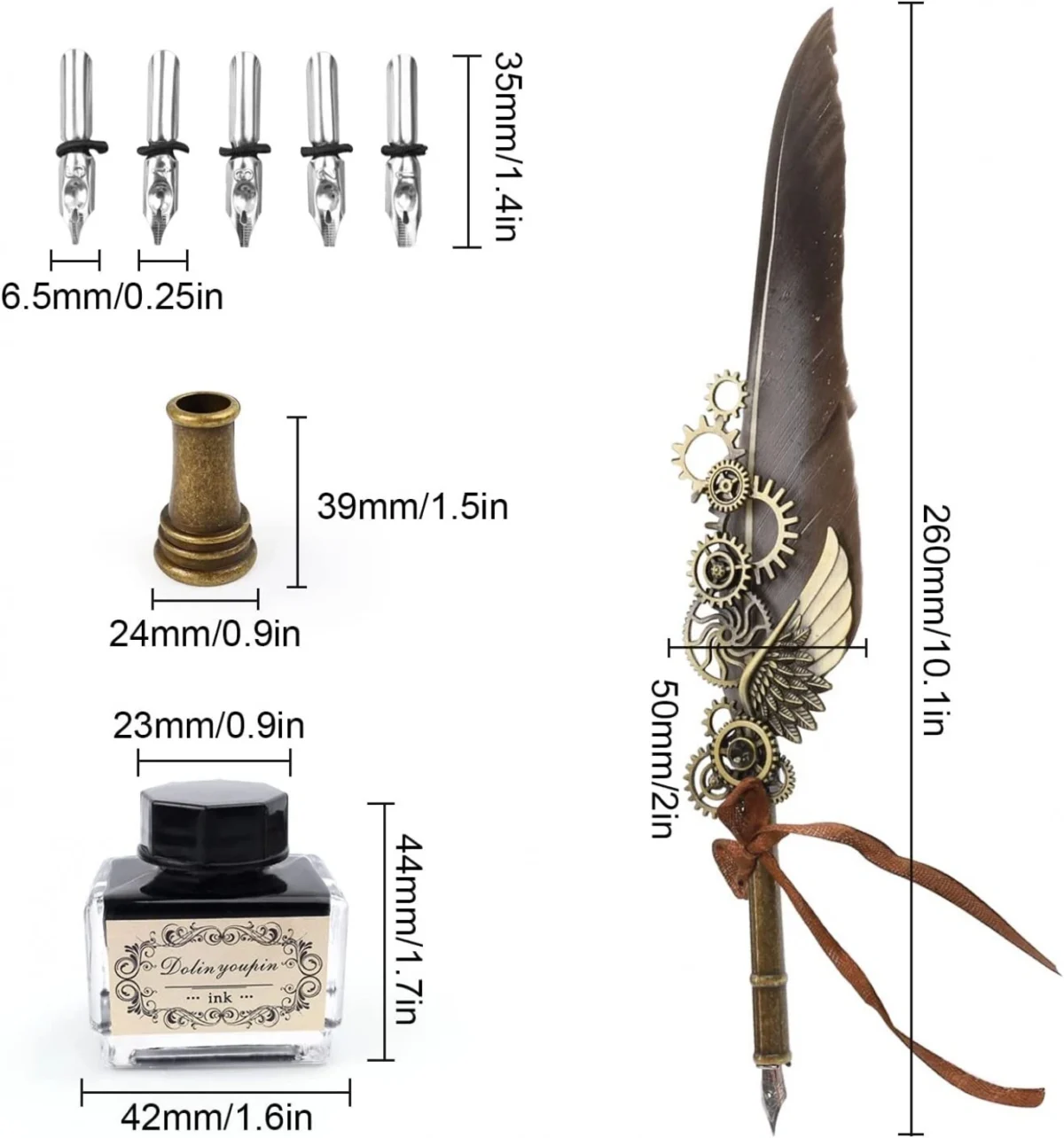 Σετ Πένα Καλλιγραφίας με Φτερό - Classic Dipping Feather Pen