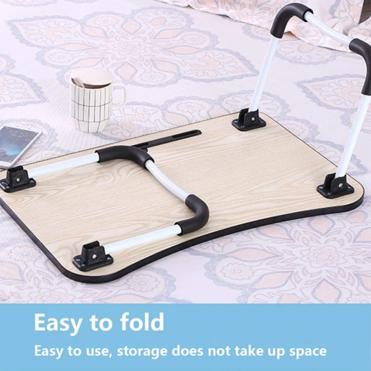 Αναδιπλούμενο Φορητό Τραπεζάκι με Βάση Κινητού - Τάμπλετ & Ποτηροθήκη Πολλαπλών Χρήσεων