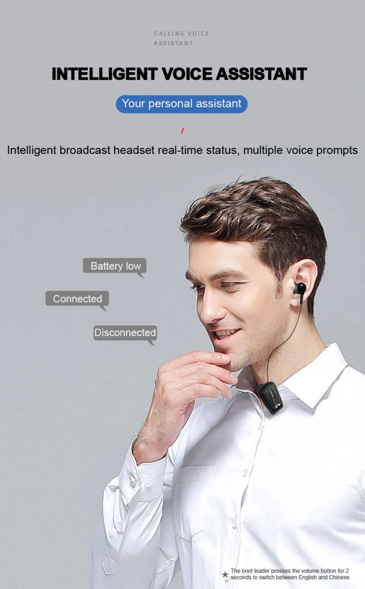 Ασύρματο Handsfree Bluetooth Ανασυρόμενο Ακουστικό Πέτου Fineblue Wireless In-Ear Headset