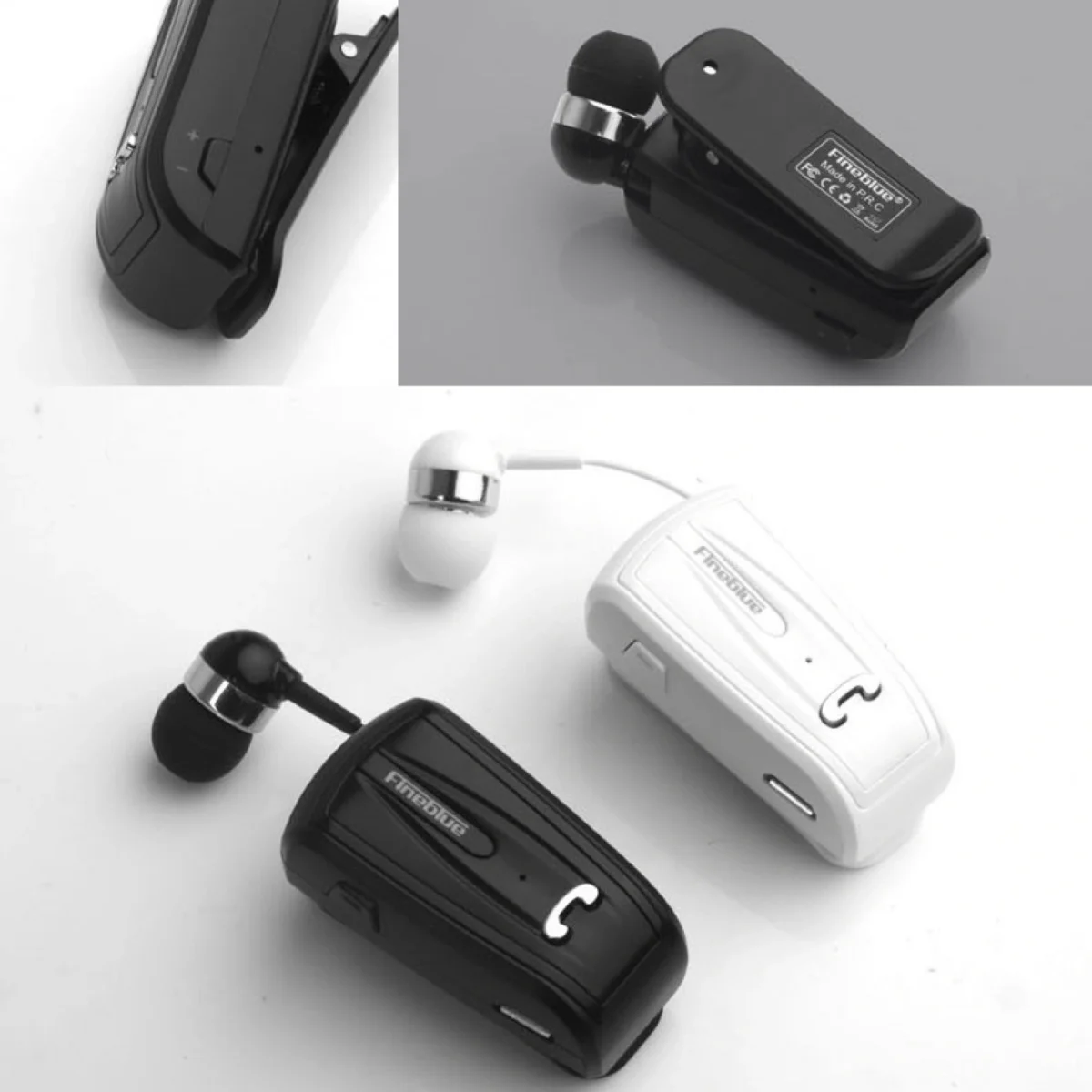 Ασύρματο Handsfree Bluetooth Ανασυρόμενο Ακουστικό Πέτου Fineblue Wireless In-Ear Headset