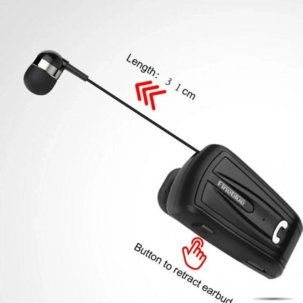 Ασύρματο Handsfree Bluetooth Ανασυρόμενο Ακουστικό Πέτου Fineblue Wireless In-Ear Headset