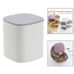 Πολυλειτουργική Κοσμηματοθήκη - Μπιζουτιέρα - Κουτί Αποθήκευσης 4 Επιπέδων Περιστρεφόμενη 360° με Καθρέπτη 12x11x11cm