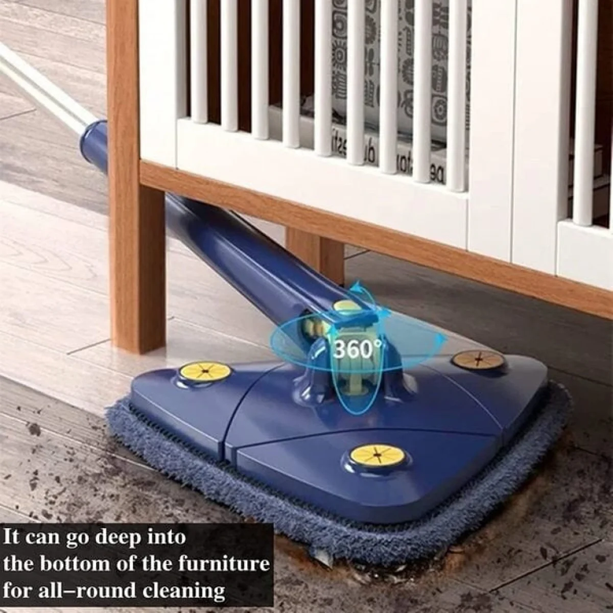 Πτυσσόμενη Τρίγωνη Σφουγγαρίστρα - Σκούπα για Πολλές Επιφάνειες με Περιστρεφόμενη Κεφαλή 360 Μοιρών