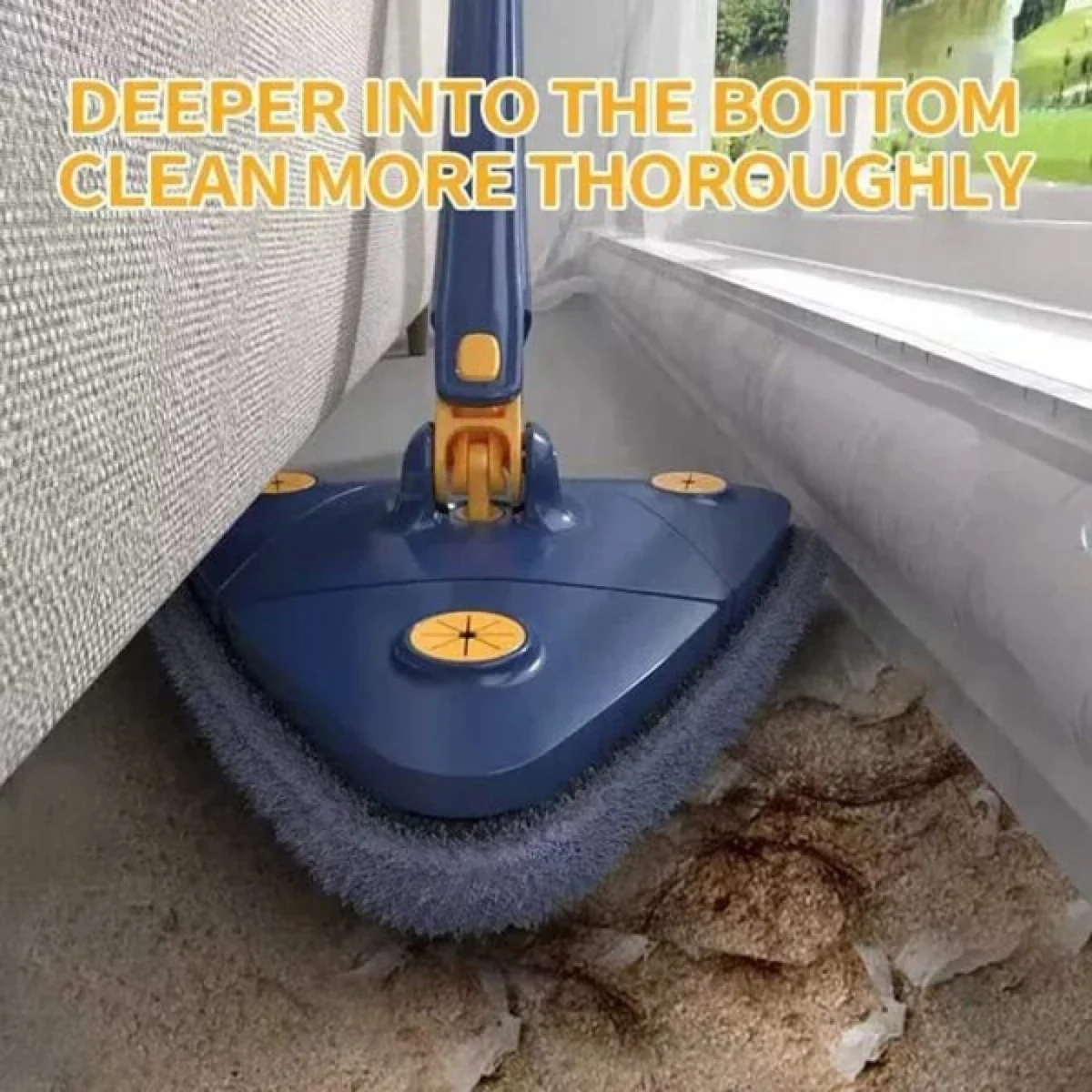 Πτυσσόμενη Τρίγωνη Σφουγγαρίστρα - Σκούπα για Πολλές Επιφάνειες με Περιστρεφόμενη Κεφαλή 360 Μοιρών