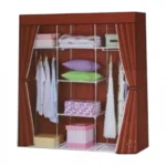 Μεγάλη Τριπλή Υφασμάτινη Φορητή Ντουλάπα με Μεταλλικό Σκελετό για Ρούχα & Λευκά Είδη 150x45x170cm