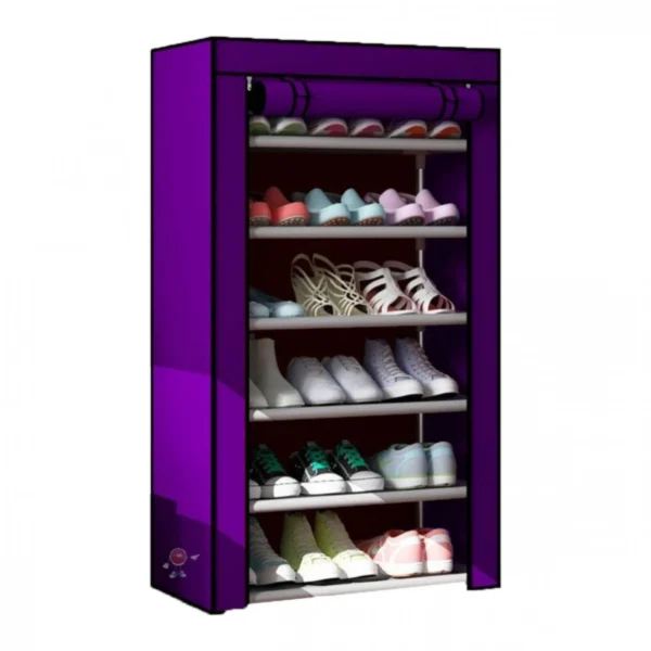 Υφασμάτινη Παπουτσοθήκη με 6 Ράφια και Μεταλλικό Σκελετό 60x30x108cm