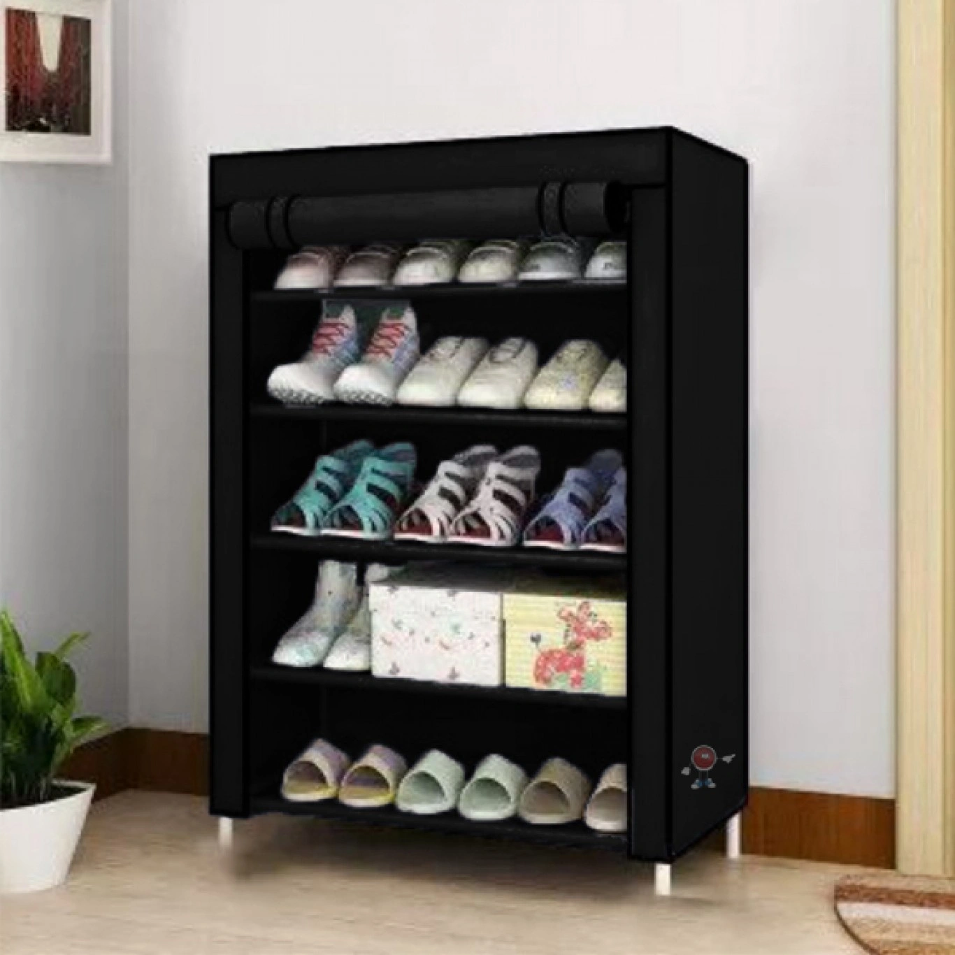 Υφασμάτινη Παπουτσοθήκη με 5 Ράφια και Μεταλλικό Σκελετό 60x30x90cm Υφασμάτινη Παπουτσοθήκη με 5 Ράφια και Μεταλλικό Σκελετό 60x30x90cm