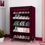 Υφασμάτινη Παπουτσοθήκη με 5 Ράφια και Μεταλλικό Σκελετό 60x30x90cm