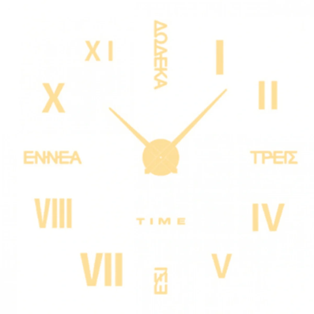 Αυτοκόλλητο Ρολόι Τοίχου Ακρυλικό DIY με Ελληνικές Λέξεις και Λατινικούς Αριθμούς 60x60 cm