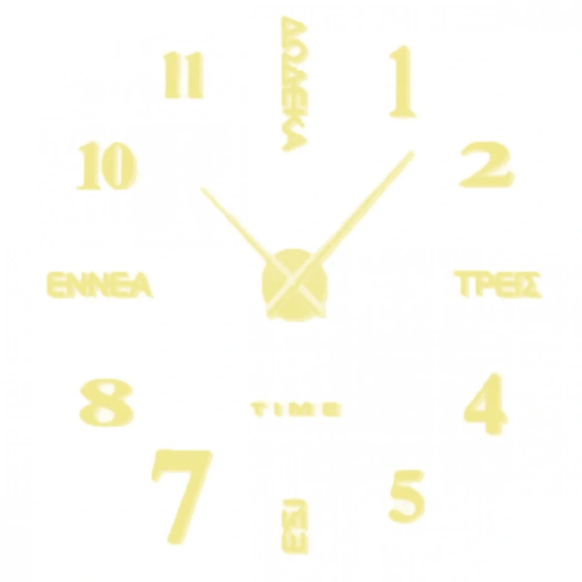 Αυτοκόλλητο Ρολόι Τοίχου Ακρυλικό DIY με Ελληνικά Γράμματα, Αριθμούς και Μηχανισμό Quartz 60x60 cm