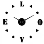 Αυτοκόλλητο Ρολόι Τοίχου Ακρυλικό DIY LOVE και Αθόρυβο Μηχανισμό Quartz 90x90 cm
