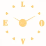 Αυτοκόλλητο Ρολόι Τοίχου Ακρυλικό DIY LOVE και Αθόρυβο Μηχανισμό Quartz 90x90 cm