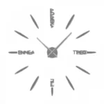 Αυτοκόλλητο Ρολόι Τοίχου Ακρυλικό DIY με Ελληνικές Λέξεις και Αθόρυβο Μηχανισμό Quartz 90x90 cm