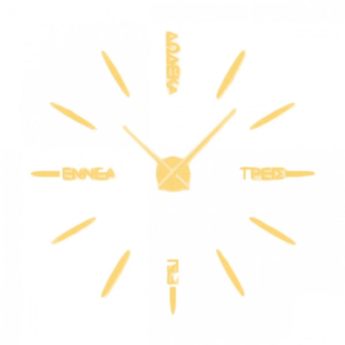 Αυτοκόλλητο Ρολόι Τοίχου Ακρυλικό DIY με Ελληνικές Λέξεις και Αθόρυβο Μηχανισμό Quartz 90x90 cm