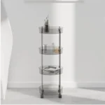 Ακρυλική Τροχήλατη - Ραφιέρα - Καρότσι - Βάση Οργάνωσης 4 Επιπέδων με Ροδάκια, Τρόλεϊ Οργάνωσης - Διακόσμησης 32x32x91εκ