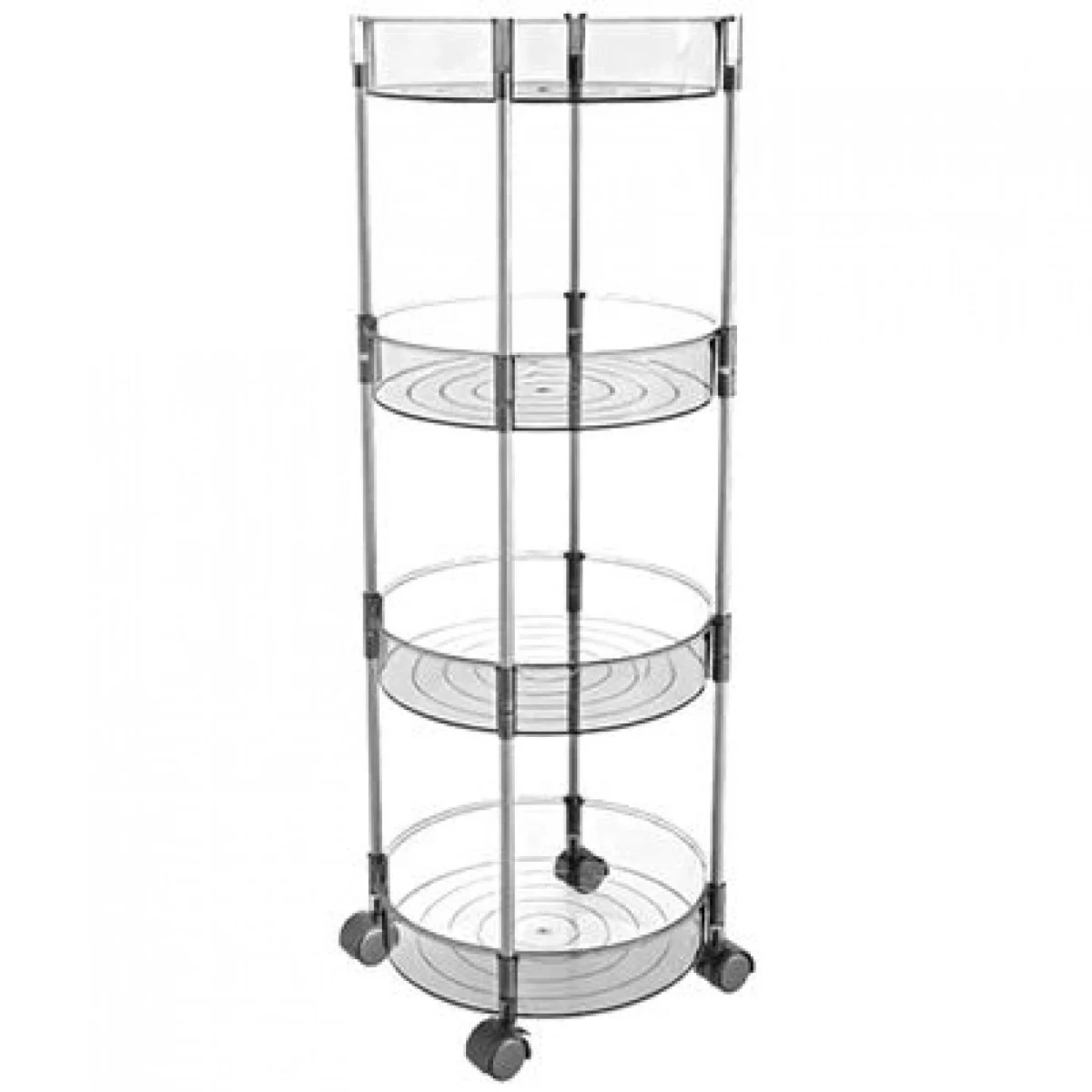 Ακρυλική Τροχήλατη - Ραφιέρα - Καρότσι - Βάση Οργάνωσης 4 Επιπέδων με Ροδάκια, Τρόλεϊ Οργάνωσης - Διακόσμησης 32x32x91εκ