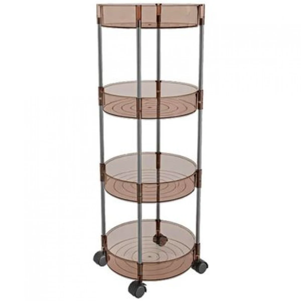 Ακρυλική Τροχήλατη - Ραφιέρα - Καρότσι - Βάση Οργάνωσης 4 Επιπέδων με Ροδάκια, Τρόλεϊ Οργάνωσης - Διακόσμησης 32x32x91εκ