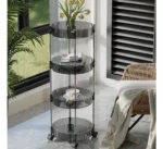 Ακρυλική Τροχήλατη - Ραφιέρα - Καρότσι - Βάση Οργάνωσης 4 Επιπέδων με Ροδάκια, Τρόλεϊ Οργάνωσης - Διακόσμησης 32x32x91εκ