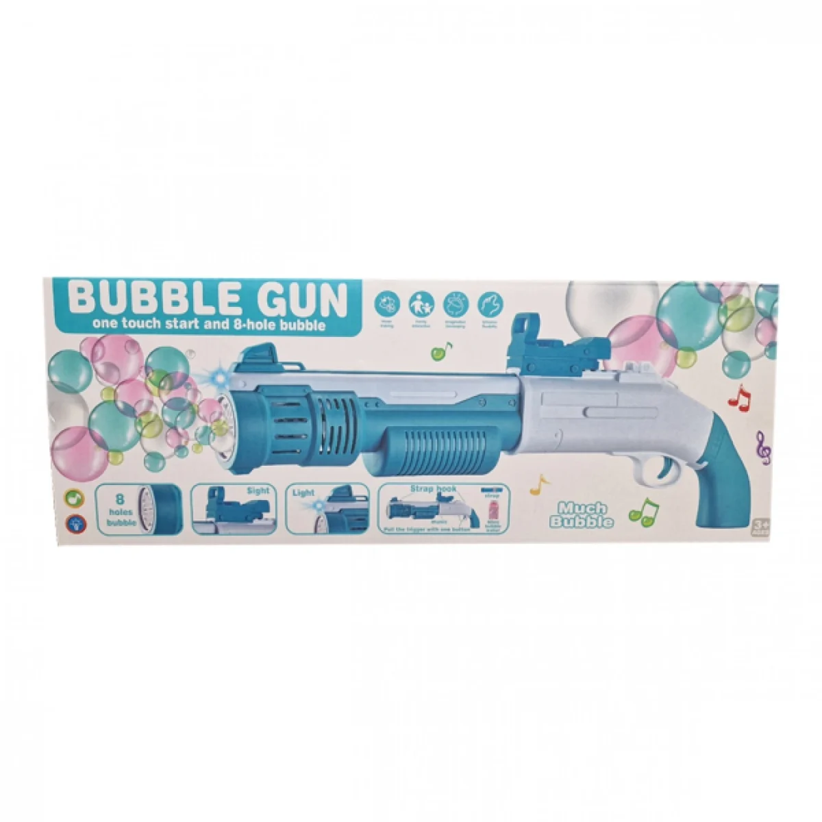 Οχταπλό Όπλο για Σαπουνόφουσκες Πολύχρωμες - Bubble Gun - Συσκευή για Φυσαλίδες OEM
