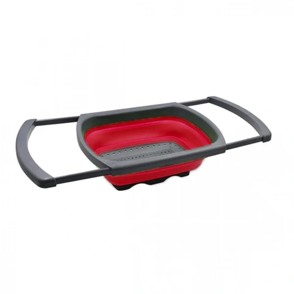 Παραλληλόγραμμο Πτυσσόμενο Σουρωτήρι Φρούτων και Λαχανικών Σιλικόνης με Επεκτεινόμενες Λαβές