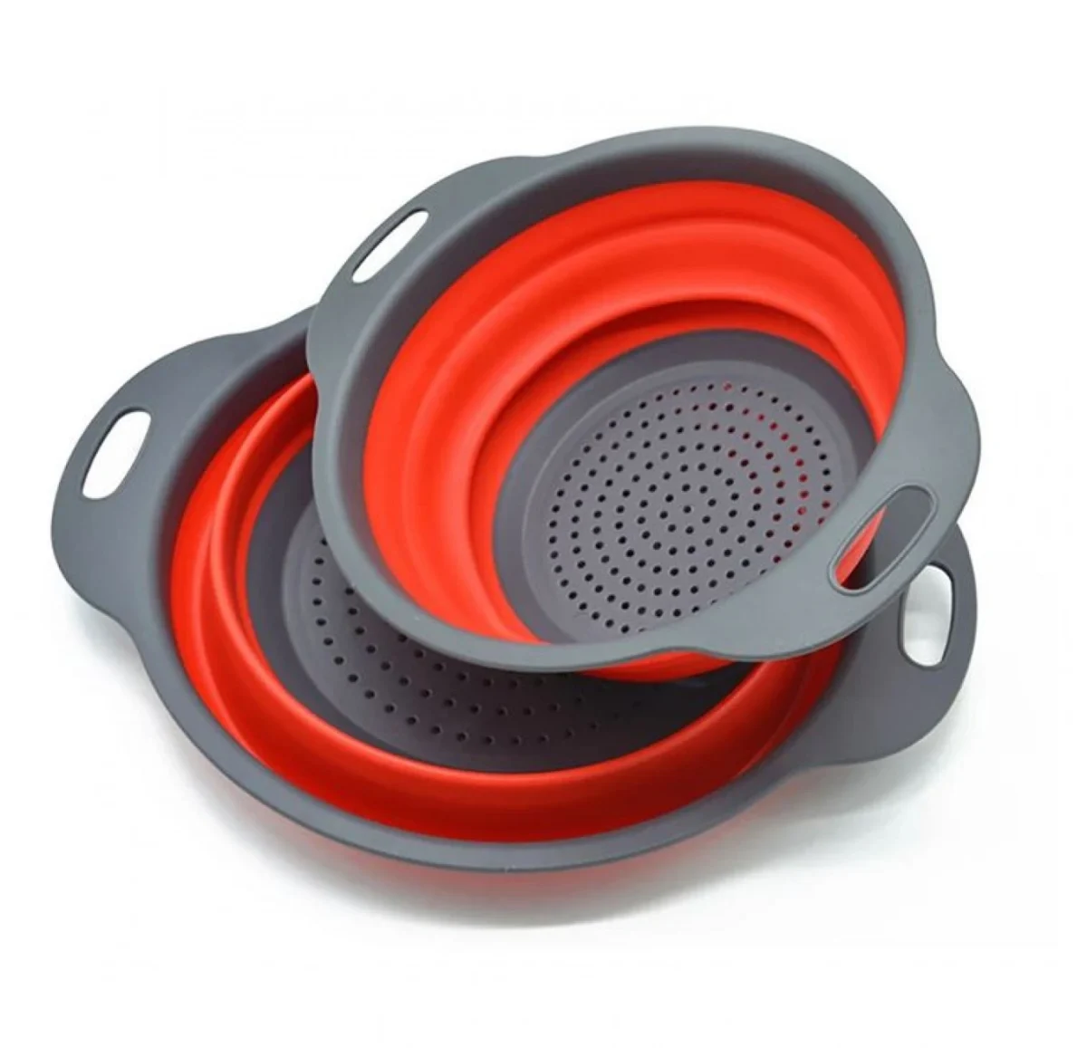 Σετ 2 Τεμαχίων Στρογγυλό Πτυσσόμενο Σουρωτήρι Φρούτων και Λαχανικών Σιλικόνης