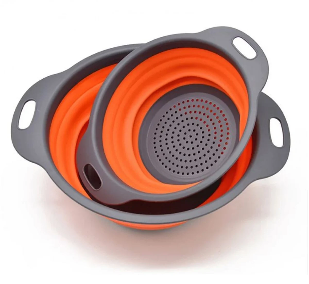 Σετ 2 Τεμαχίων Στρογγυλό Πτυσσόμενο Σουρωτήρι Φρούτων και Λαχανικών Σιλικόνης