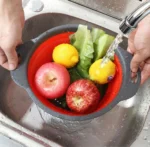 Σετ 2 Τεμαχίων Στρογγυλό Πτυσσόμενο Σουρωτήρι Φρούτων και Λαχανικών Σιλικόνης