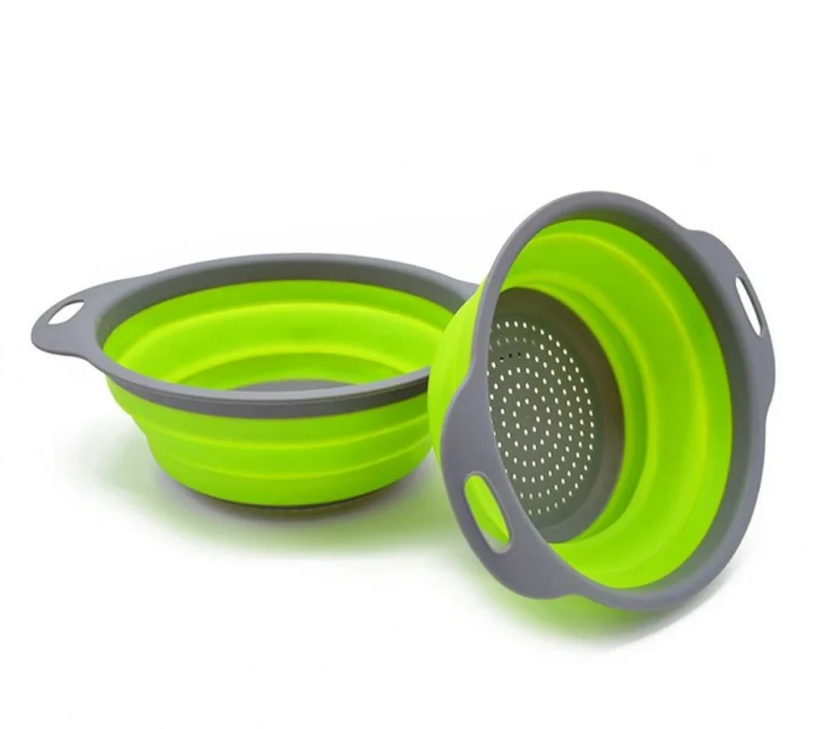 Σετ 2 Τεμαχίων Στρογγυλό Πτυσσόμενο Σουρωτήρι Φρούτων και Λαχανικών Σιλικόνης