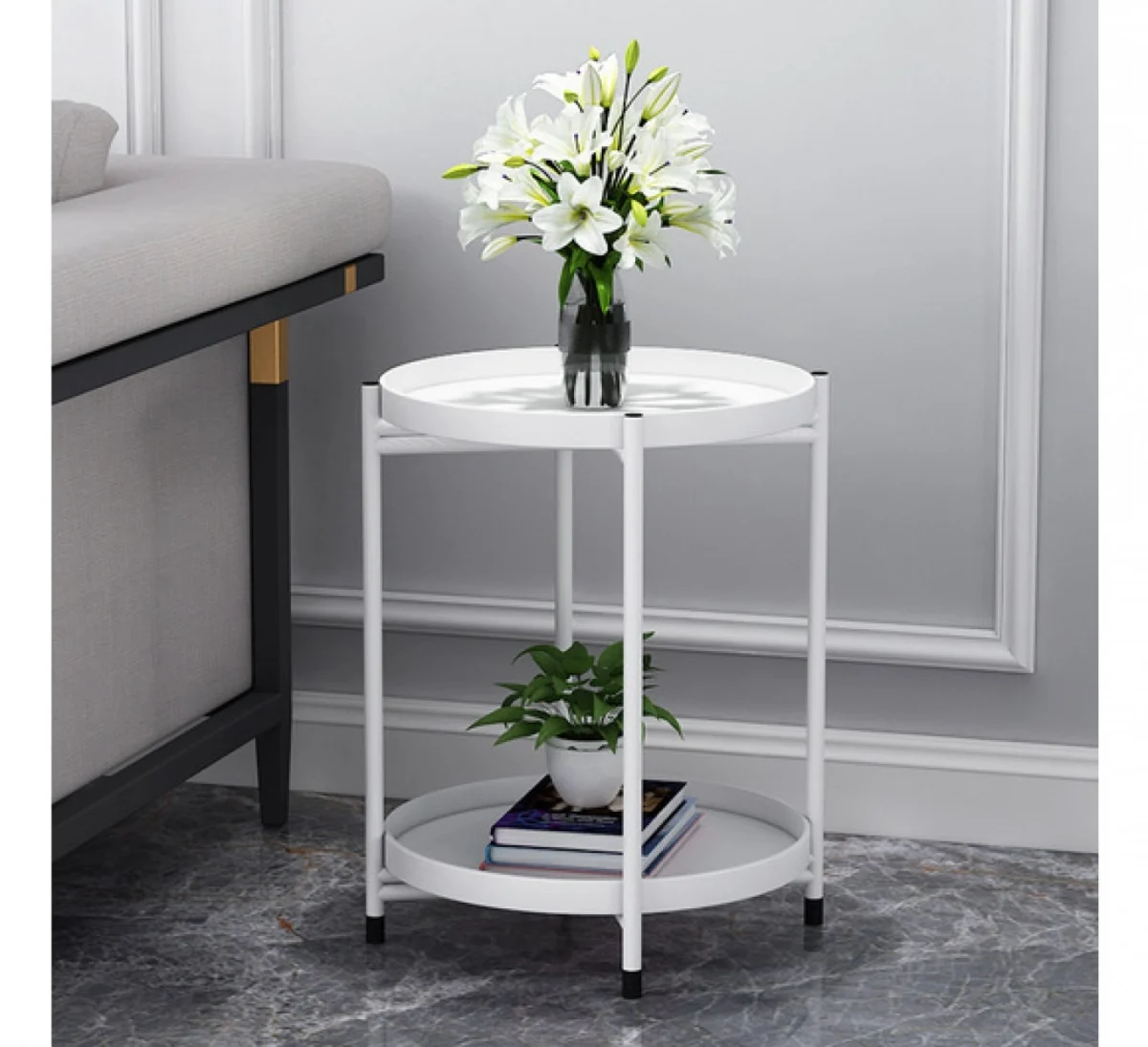 Στρογγυλό Βοηθητικό Τραπεζάκι Sentosa Μεταλλικό 36x36x51εκ.