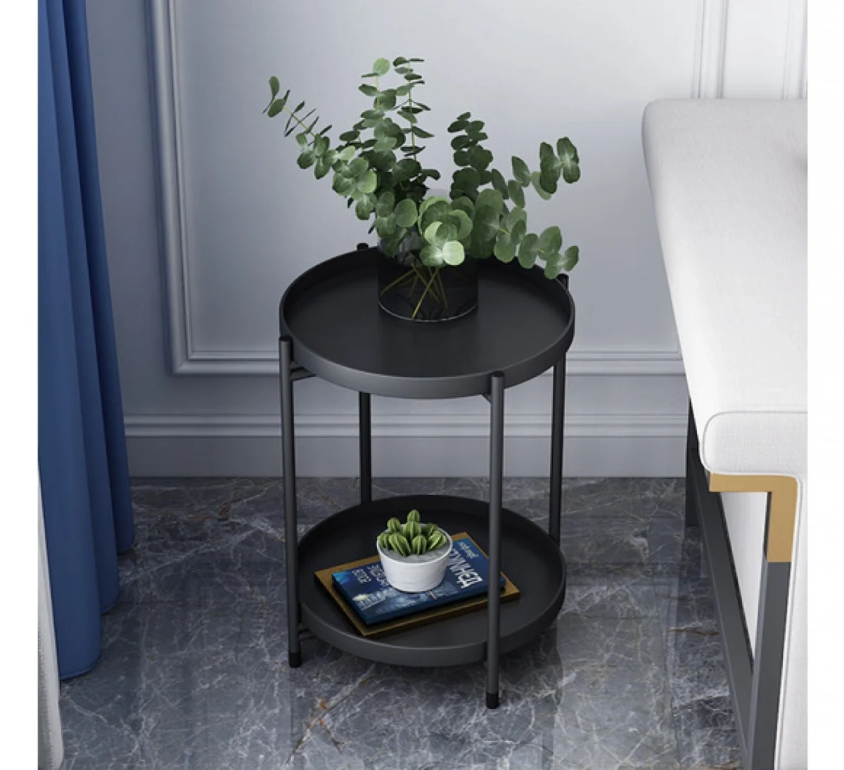 Στρογγυλό Βοηθητικό Τραπεζάκι Sentosa Μεταλλικό 36x36x51εκ.
