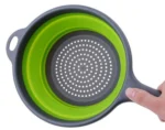 Στρογγυλό Πτυσσόμενο Σουρωτήρι Φρούτων και Λαχανικών Σιλικόνης με Μακριά Λαβή