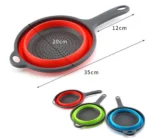 Στρογγυλό Πτυσσόμενο Σουρωτήρι Φρούτων και Λαχανικών Σιλικόνης με Μακριά Λαβή