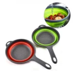 Στρογγυλό Πτυσσόμενο Σουρωτήρι Φρούτων και Λαχανικών Σιλικόνης με Μακριά Λαβή