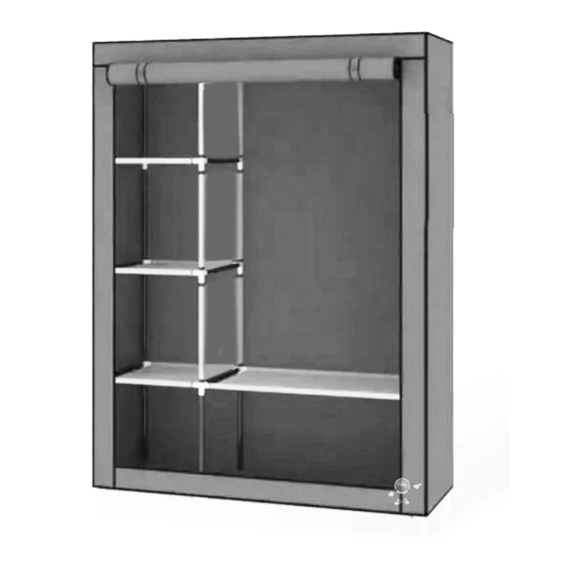 Μεγάλη Διπλή Υφασμάτινη Φορητή Ντουλάπα με Μεταλλικό Σκελετό για Ρούχα & Λευκά Είδη 105x45x175cm