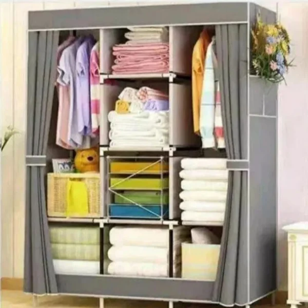 Τριπλή Υφασμάτινη Ντουλάπα 8776 με Μεταλλικό Σκελετό 128x45x170cm