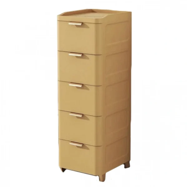 Πλαστική Συρταριέρα 109x43x35cm με Επένδυση Απομίμηση Δερματίνης και 5 Συρτάρια