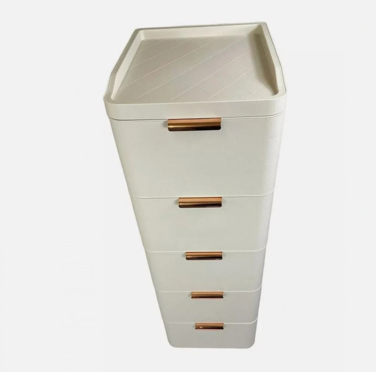 Πλαστική Συρταριέρα 109x43x35cm με Επένδυση Απομίμηση Δερματίνης και 5 Συρτάρια