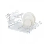 Μεταλλική Διπλή Πιατοθήκη Στραγγίσματος με Δίσκο 27x46x35cm