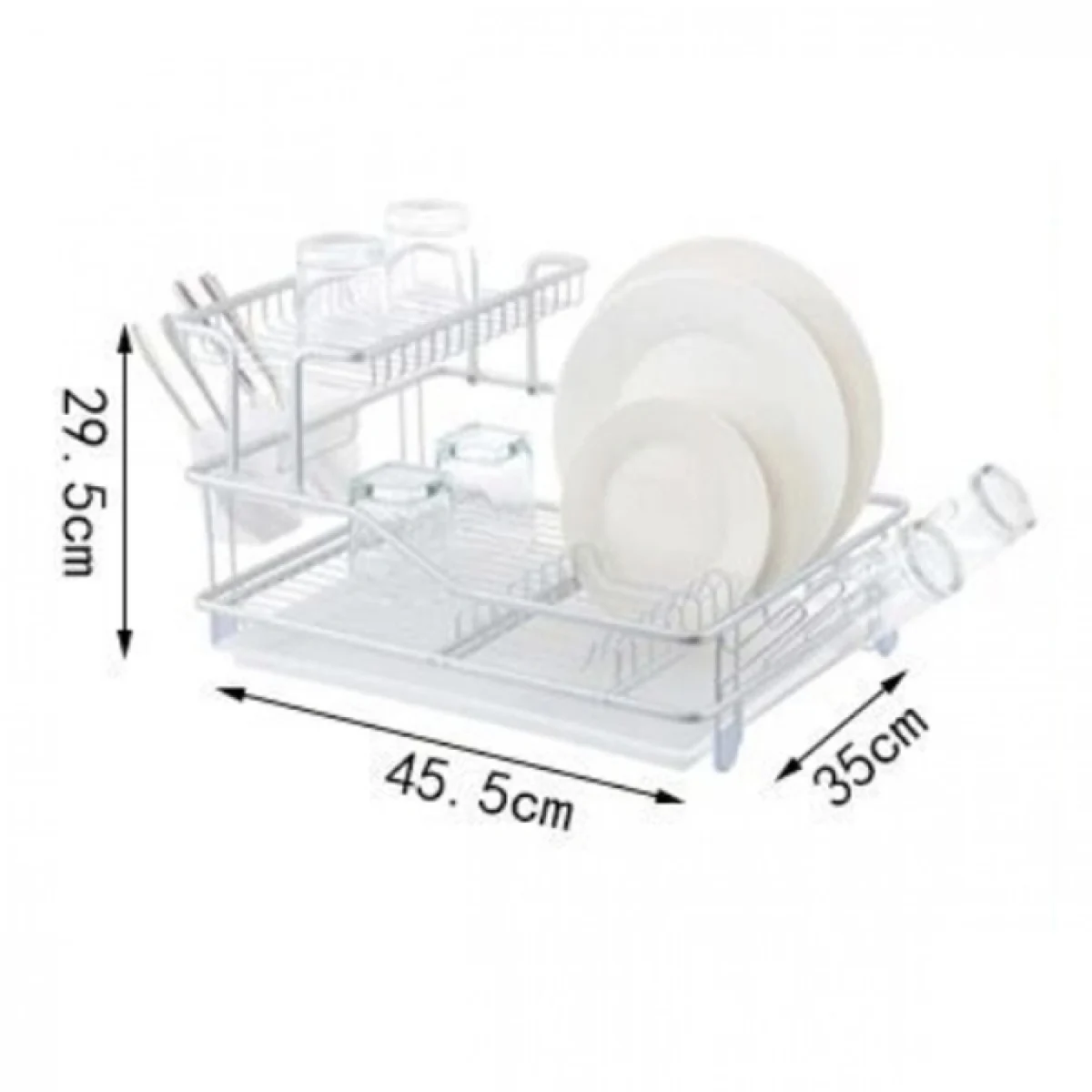 Μεταλλική Διπλή Πιατοθήκη Στραγγίσματος με Δίσκο 27x46x35cm