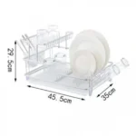 Μεταλλική Διπλή Πιατοθήκη Στραγγίσματος με Δίσκο 27x46x35cm