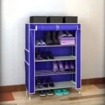 Υφασμάτινη Παπουτσοθήκη με 4 Ράφια και Μεταλλικό Σκελετό 54x25x72cm