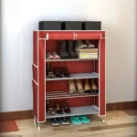 Υφασμάτινη Παπουτσοθήκη με 4 Ράφια και Μεταλλικό Σκελετό 54x25x72cm