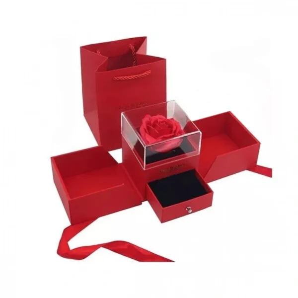 Τεχνητό Τριαντάφυλλο σε Αναδιπλούμενο Κουτί Δώρου – 10.2×9.8x11cm