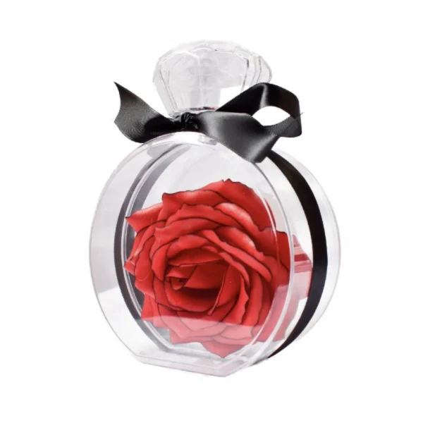 Τεχνητό Τριαντάφυλλο σε Συσκευασία Δώρου Μπουκάλι Αρώματος – 15×10.5cm