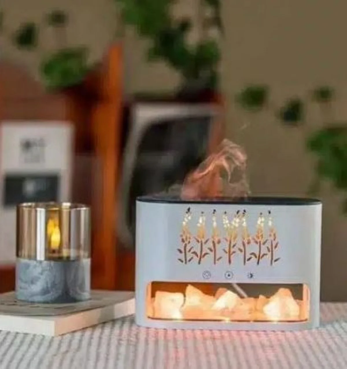 Υγραντήρας Υπερήχων και Συσκευή Αρωματοθεραπείας 250ml USB με LED Φωτισμό Εφέ Λουλουδιών & Κρυσταλλικό Αλάτι - Aroma Diffuser