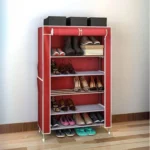 Υφασμάτινη Παπουτσοθήκη με 5 Ράφια και Μεταλλικό Σκελετό 54x25x89cm