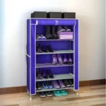 Υφασμάτινη Παπουτσοθήκη με 5 Ράφια και Μεταλλικό Σκελετό 54x25x89cm