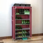 Υφασμάτινη Παπουτσοθήκη με 6 Ράφια και Μεταλλικό Σκελετό 54x25x106cm