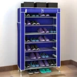 Υφασμάτινη Παπουτσοθήκη με 7 Ράφια και Μεταλλικό Σκελετό 54x25x123cm